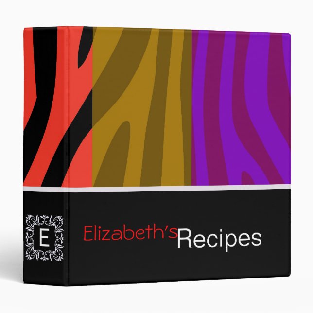 Zebra Print Skin Stripe Pattern Binder (Front/Spine)