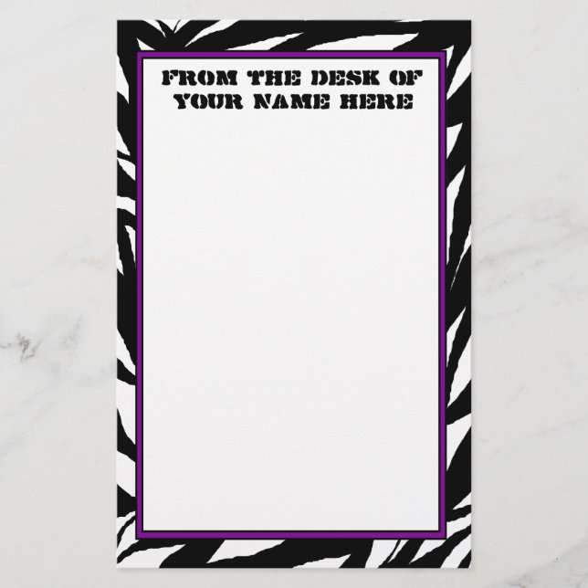 Zebra Print Stationery (Front)