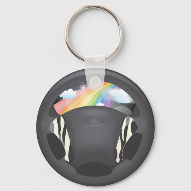 Zebra Print Steering Wheel Keychain (Front)