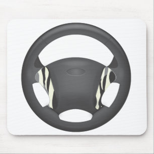 Zebra Print Steering Wheel Mouse Pad
