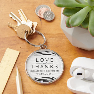 Zebra Print, Stripes, Black And White, Wedding Keychain