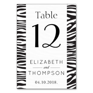 Zebra Print, Stripes, Black And White, Wedding Table Number