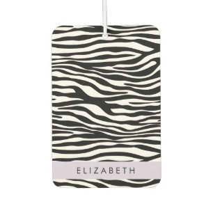 Zebra Print, Stripes, Black And White, Your Name Air Freshener