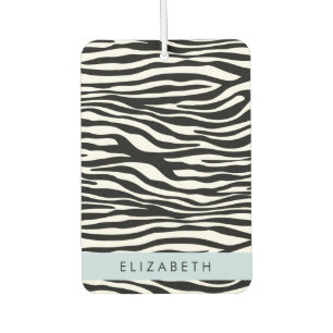 Zebra Print, Stripes, Black And White, Your Name Air Freshener