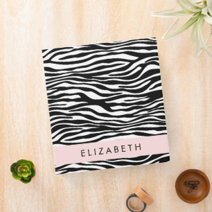 Zebra Print, Stripes, Black And White, Your Name Binder