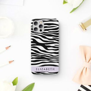 Zebra Print, Stripes, Black And White, Your Name iPhone 16 Case