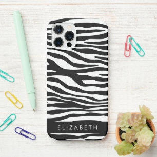 Zebra Print, Stripes, Black And White, Your Name iPhone 12 Pro Case