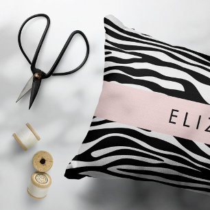 Zebra Print, Stripes, Black And White, Your Name Pillowcase
