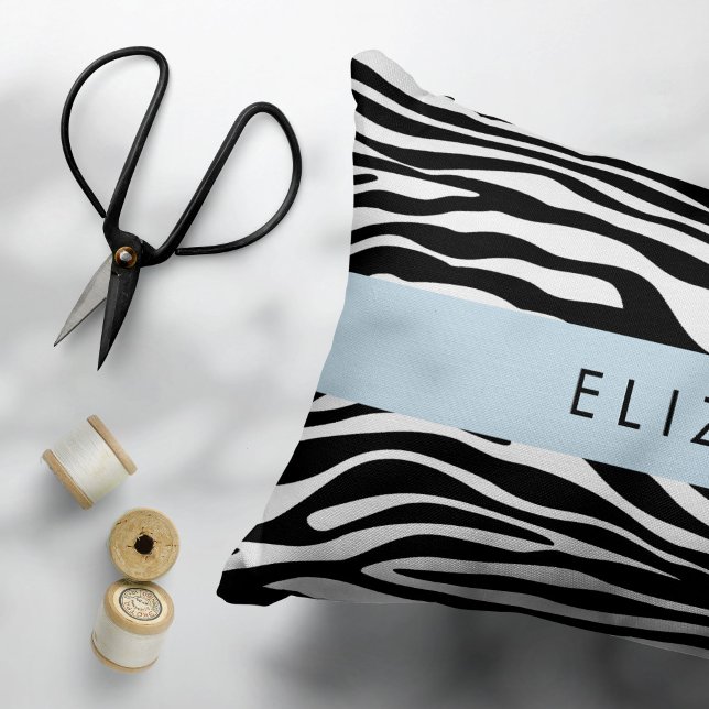 Zebra Print, Stripes, Black And White, Your Name Pillowcase (Creator Uploaded)