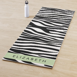 Zebra Print, Stripes, Black And White, Your Name Yoga Mat