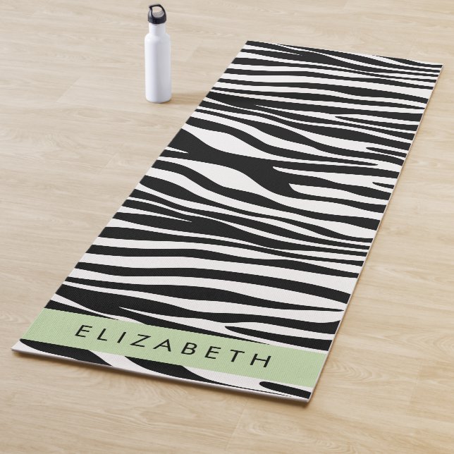 Zebra Print, Stripes, Black And White, Your Name Yoga Mat (In Situ)