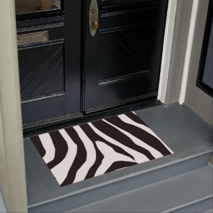 Zebra Print Stripes Pattern Doormat