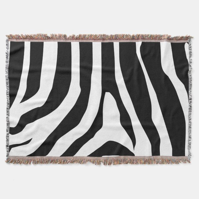 Zebra Print Stripes Pattern Throw Blanket (Front)