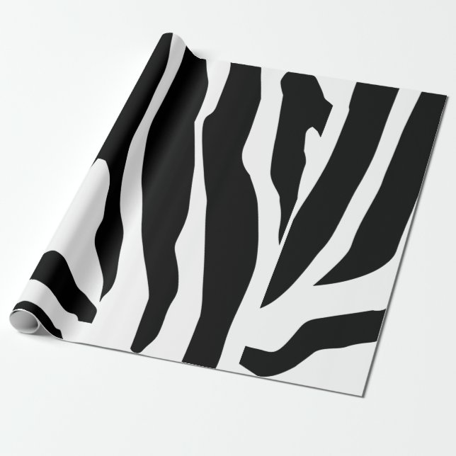 Zebra Print Stripes Pattern Wrapping Paper (Unrolled)