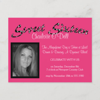 zebra print; sweet sixteen invitation