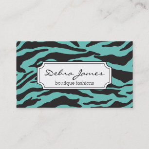 Zebra Print Teal Business Card