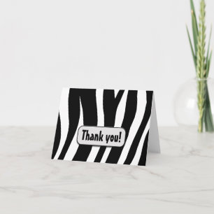 Zebra Print "Thank you!" note card