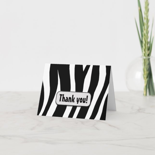 Zebra Print "Thank you!" note card (Front)