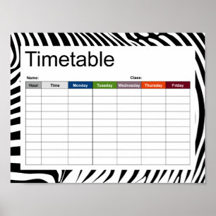 Zebra Print timetable
