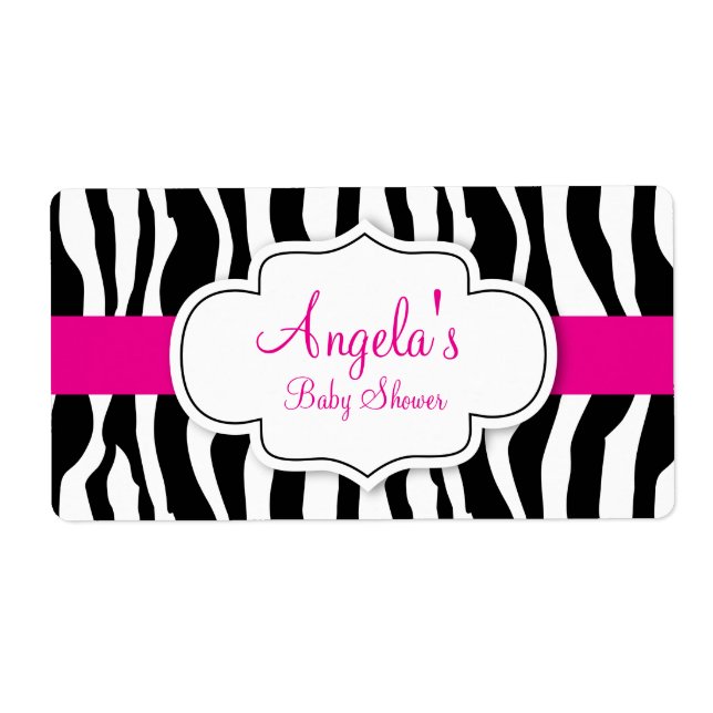 Zebra Print Water Bottle Labels (Front)