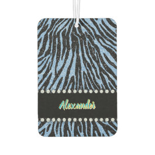 Zebra print with blue and black accents air freshener
