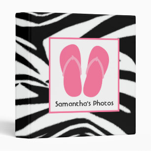 Zebra Print With Pink Flip Flops Binder