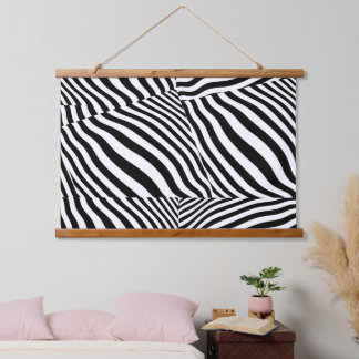 Zebra Print Wood Topped Hanging Tapestry