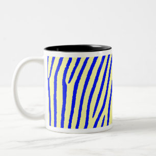 Zebra Print (Yellow & Blue) Two-Tone Coffee Mug
