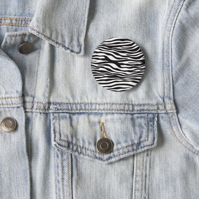 Zebra Print, Zebra Stripes, Black And White 2 Inch Round Button (In Situ)