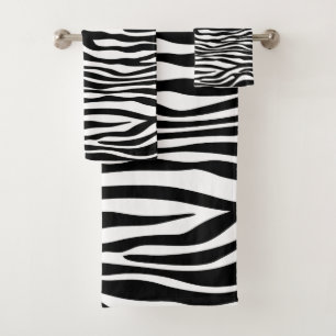 Zebra Print, Zebra Stripes, Black And White Bath Towel Set