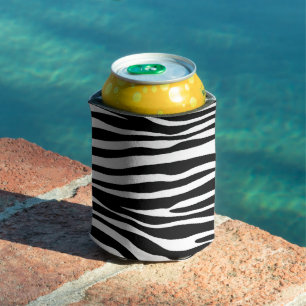 Zebra Print, Zebra Stripes, Black And White Can Cooler
