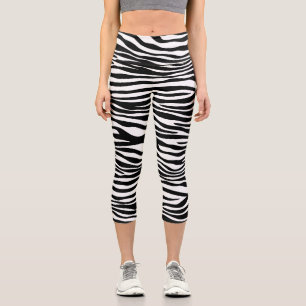 Zebra Print, Zebra Stripes, Black And White Capri Leggings