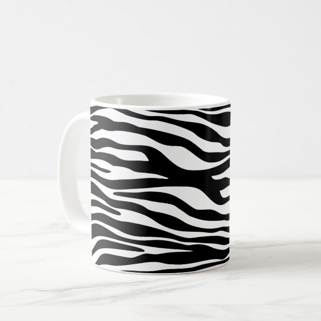 Zebra Print, Zebra Stripes, Black And White Coffee Mug (Front Left)
