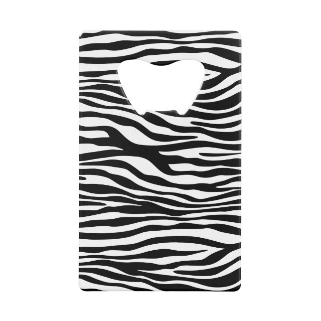 Zebra Print, Zebra Stripes, Black And White Credit Card Bottle Opener (Front)