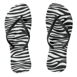 Zebra Print, Zebra Stripes, Black And White Flip Flops