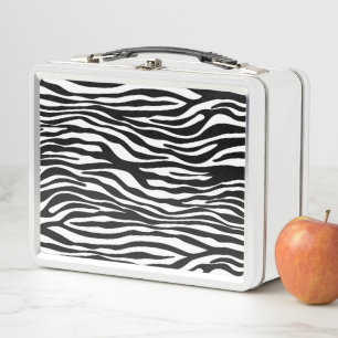 Zebra Print, Zebra Stripes, Black And White Metal Lunch Box