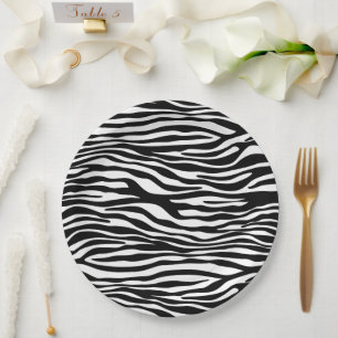 Zebra Print, Zebra Stripes, Black And White Paper Plate