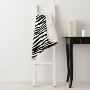 Zebra Print, Zebra Stripes, Black And White Sherpa Blanket