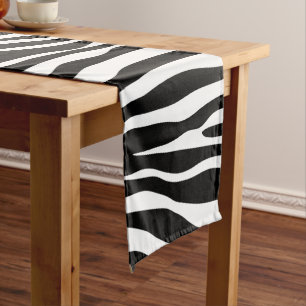 Zebra Print, Zebra Stripes, Black And White Short Table Runner
