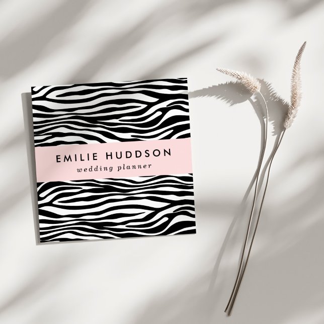 Zebra Print, Zebra Stripes, Black And White Square Business Card (Creator Uploaded)