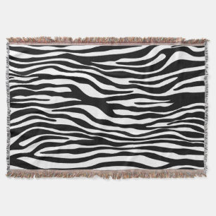 Zebra Print, Zebra Stripes, Black And White Throw Blanket