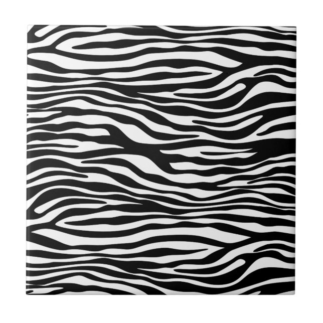 Zebra Print, Zebra Stripes, Black And White Tile (Front)