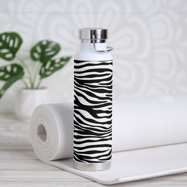 Zebra Print, Zebra Stripes, Black And White Water Bottle (Yoga)