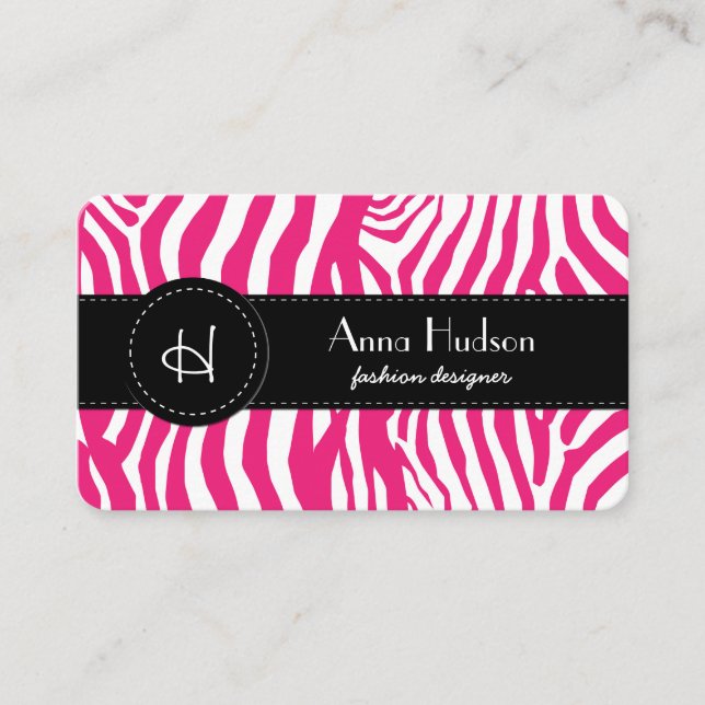 Zebra Print, Zebra Stripes, Pink Zebra Business Card (Front)