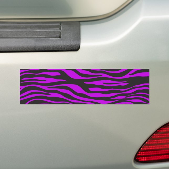 Zebra Print, Zebra Stripes, Purple Zebra, Jungle Bumper Sticker (On Car)