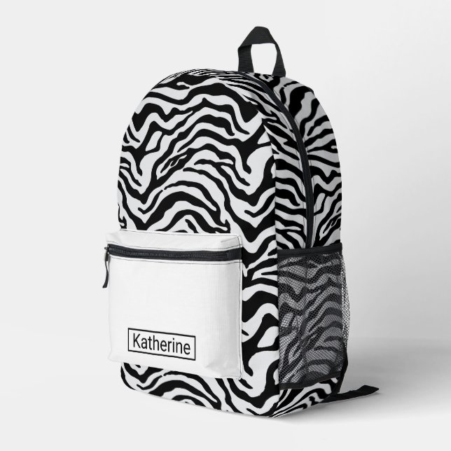 Zebra  printed backpack (Back Corner Right)