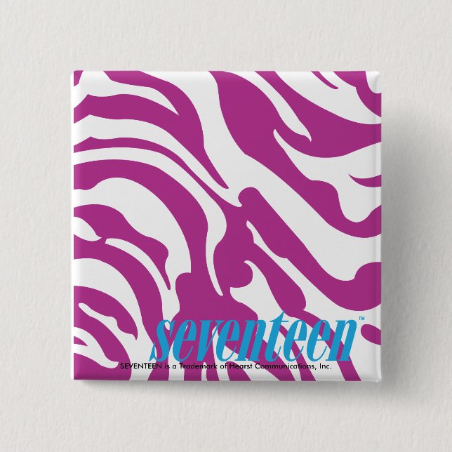 Zebra Purple 2 Inch Square Button (Front)