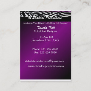 Zebra Purple Business   Ministry Card