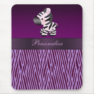 Zebra & Purple Faux Texture Animal Print Mousepad
