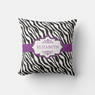 Zebra Purple Ribbon MoJo Pillow